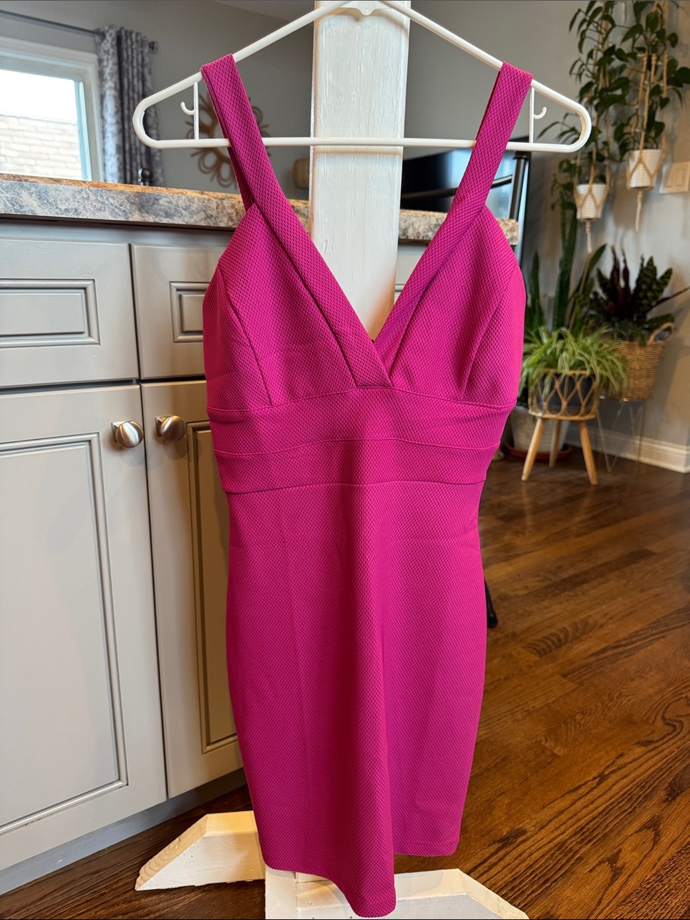 Forever 21 Magenta V-Neck Mini Dress with Structured Straps